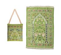 Anlising Alfombra de Oración Musulmana, Alfombra de Oración Islámica con Bolsa de Almacenamiento, Alfombra de Rezo, Estera Islámica de Oración,Islámica Prayer Rug,para Muslim,Islam (Verde Amarillento)