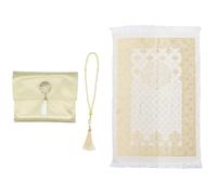 Anlising Alfombra de Oración Musulmana con Cuentas de Oración y Bolsas de Tela, Alfombra de Rezo, Alfombra Oración Portátil, para Musulmanes, Islam, Ramadán, Regalos(Amarillo, 110x70CM)