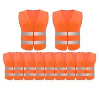 Anlising Chaleco Reflectante,10PCS Chaleco de Seguridad,Chaleco Reflectante de Seguridad, Chaleco de Seguridad de Alta Visibilidad,Auto Chaleco De Seguridad,para Correr,Conductor, Limpiadores(Naranja)