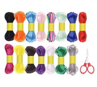 Anlising Cordon Hilos para Pulseras, 15PCS Hilos para Hacer Pulseras, Enviar Tijeras Plegables, 1.5MM Hilo Encerado para Manualidades, Hilos Pulseras Colores, para Joyas, Collares, Pulseras, Cordones