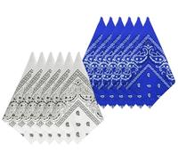 Anlising Paisley Bandana, 24PCS Pañuelos Bandanas, Bandanas Paisle, Bandanas de Cachemira, Bandanas de Vaquero, Bandana Hombre, Pañuelo de Bandana, para Hombres, Mujeres (Blanco, Azul)