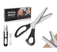 Anlising Tijeras en Zigzag,5MM Tijeras Dentadas Onduladas,Tijeras de Sastre de Acero Inoxidable,Tijeras de Encaje, Envía 1PCS Tijeras de Hilo y 1PCS Cinta Métrica, para Costura,Papel,Artesanía(Negro)