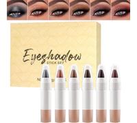 Anloximt Lápiz de sombras de ojos, de sombra de ojos | Stick de sombra de ojos impermeable - 6 colores brillantes con brillo con brillo a prueba de manchas profesionales para mujeres y piel madura