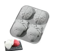 Anloximt Moldes para hornear de Halloween,Moldes de silicona para Halloween, de silicona en forma de corazón y cerebro para hornear, de aromaterapia de resina de 4 cavidades, molde de