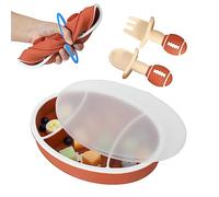 Anloximt Platos de silicona para niños pequeños divididos | Alimentación dividida en forma de pelota de rugby,Plato de plato dividido de entrenamiento de autoalimentación, plato de agarre dividido de