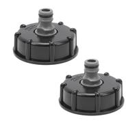 Anlseiod 2 adaptadores de depósito IBC, 1/2 pulgadas de diámetro de entrada 60 mm, rosca interior, adaptador para tapa de depósito de 1000 l, conexión de depósito de grifo de jardín, válvula de
