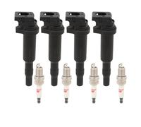 Anlseiod 4 bobinas de encendido y 4 bujías compatibles con 3-Er E46 E90 E91 E92 E93 5-Er E60 E84 X3 E83 Z4 E85, bobina de encendido de Stabzzünspule conector OE con 12137594938 121221212121 58252