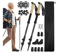Anluomafuy Bastones de Senderismo de Aluminio, Bastones Extensibles Senderismo Telescópicos 2pcs, Bastones de Senderismo Nórdicos Antichoque de Correa Ajustable, para Senderismo Viaje Nordic Walking