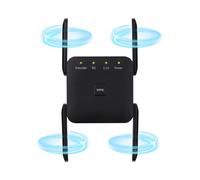 Anluomafuy Repetidor Extensor de Red WiFi, 1200 Mbps Amplifier, Doble Banda 5 GHz y 2.4 GHz, Powerful Repeater with Ethernet Port, Compatible with All Internet Boxes, Fácil instalación Acción (Negro)