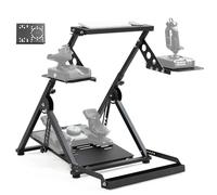 Anman Cabina de simulación de vuelo plegable 3.0 con ranura fija para Logitech/Thrustmaster/Hotas Warthog/Fanatec, pedales de montaje de simulador de combate ajustables electrónicos, volante no