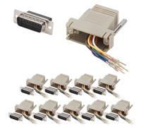 ANMBEST 10 adaptadores Ethernet macho DB15, puerto serie de 15 pines macho a RJ45 Ethernet LAN, convertidor modular, M/F