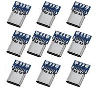 ANMBEST - 10 Conectores USB 3.1 Tipo C de 24 Pines Hembra Adaptador de receptáculo para Cable y Cable de Soldadura 24P módulo de Soporte de Placa PCB