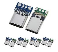 ANMBEST 10 Unidades USB 3.1 Tipo C Conector 24 Pines Macho Hembra Enchufe Receptáculo Adaptador a Alambre de Soldadura y Cable 24P PCB Junta Módulo de Soporte