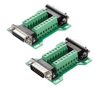 ANMBEST 2 conectores DB15 macho hembra en una placa de conexión, DB15 sin soldadura RS232 D-SUB serie a módulo adaptador de terminal de puerto de 15 pines