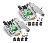 ANMBEST 2 conectores DB9, carcasa de metal sin soldadura RS232 D-SUB serie a 9 pines de puerto macho adaptador de placa de desmontaje con funda