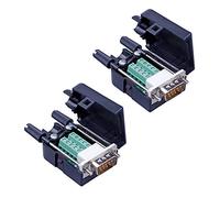 Anmbest - 2 conectores DB9 sin soldadura RS232 D-SUB de serie a 9 pines de puerto de terminal macho adaptador de conector Breakout Board con funda de pernos largos tubo de cola