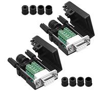 Anmbest - 2 conectores DB9 sin soldadura RS232 D-SUB de serie a 9 pines de puerto de terminal macho adaptador de conector Breakout Board con funda de pernos largos tubo de cola