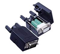 Anmbest - 2 conectores DB9 sin soldadura RS232 D-SUB de serie a 9 pines de puerto de terminal macho adaptador de conector Breakout Board con funda de pernos largos tubo de cola
