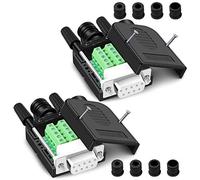 ANMBEST 2 conectores DB9 sin soldadura, RS232 D-SUB serie a 9 pines de puerto hembra adaptador de placa con carcasa de bloqueo