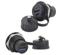 ANMBEST 2 conectores USB-C 3.1 y USB 3.0 hembra a hembra, adaptador de montaje en panel USB C dual USB A y tipo C, enchufe de mamparo de alimentación USB A y tipo C instalado en el panel del