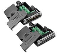 ANMBEST 2PCS DB25 Conector sin soldadura, RS232 D-SUB Serial a 25 pines Puerto Terminal adaptador de placa de desconexión con caja de pernos largos (macho + hembra)