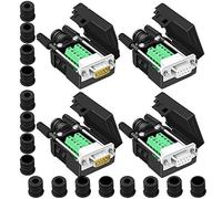 ANMBEST 4 conectores DB9, 2 conectores macho + 2 conectores hembra DB9 sin soldadura RS232 D-SUB serie a 9 pines puerto adaptador de terminal de conector con caja de pernos largos tubo de cola