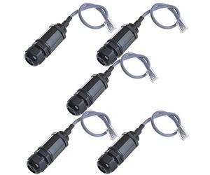 Anmbest - 5 conectores M20 RJ45 resistentes al agua Cat5 8P8C IP67 Ethernet LAN Cable conector doble cabeza con cable de red Cat5 al aire libre LAN acoplador adaptador macho a hembra