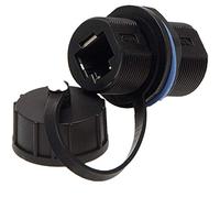 Anmbest - Acoplador de cable Ethernet LAN con conectores RJ45 resistentes al agua Cat5/5e/6 8P8C hembra a hembra con tapón impermeable y antipolvo