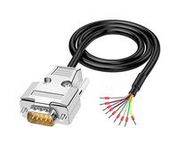 ANMBEST Conector DB9 sin soldadura con cable de repuesto de 5 pies y 24 AWG, carcasa de metal RS232 D-SUB Serial a 9 pines Puerto Terminal Adaptador Macho Conector Placa de ruptura