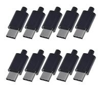 ANMBEST Juego de 10 conectores USB 3.1 tipo C macho de 24 pines, interfaz de línea de datos de soldadura, módulo de soporte de placa PCB 24P (negro)