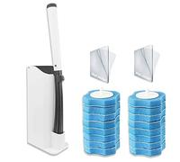 AnMelon Kit de varita de inodoro de pared, cepillo de inodoro desechable con soporte, sistema de limpieza de inodoro desechable con 16 cabezales de repuesto de varita de inodoro