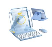 AnMengXinLing Funda con teclado giratorio para iPad de 9ª/8ª/7ª generación de 10.2 pulgadas, funda vertical para iPad 9/iPad 8/iPad 7 con teclado desmontable, funda transparente con soporte para