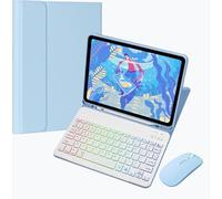 AnMengXinLing Funda con teclado retroiluminado RGB para Galaxy Tab S9 FE de 10.9 pulgadas/S9/S8/S7 de 11 pulgadas con mouse, teclado inalámbrico desmontable magnético, funda ligera con soporte para