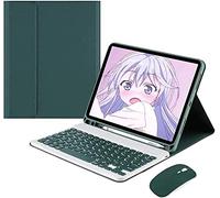 AnMengXinLing Funda de teclado para iPad Mini 7ª (A17 Pro) 2024/Mini 6ª generación con mouse, funda para iPad mini7/mini6 con soporte inalámbrico desmontable para lápices y teclado, cubierta
