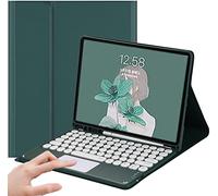 AnMengXinLing Funda para Galaxy Tab S8/S7 con panel táctil, teclado Bluetooth desmontable de piel para tablet Galaxy Tab S8/S7 de 11 pulgadas SM-X700/X706/T870/T875/T876, color verde azulado