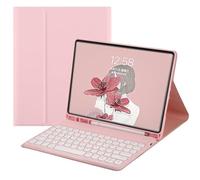 AnMengXinLing Funda para teclado Galaxy Tab A9 Plus 2023 de 11 pulgadas con ranura para bolígrafo, teclado inalámbrico desmontable magnéticamente para SM-X210/X215/X216, rosa