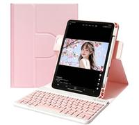 AnMengXinLing Funda vertical con teclado para iPad Air de 11 pulgadas M3 (2025)/M2 (2024)/Air 5ª/Air 4ª generación/Pro11 (4ª/3ª/2ª/1ª), funda transparente magnética desmontable giratoria de 360° con