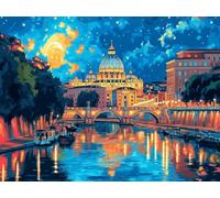 Anmiong Europa Pintar por Numeros Adultos, DIY Paisaje Pintura por Numeros Kit, Easy Paint by Numbers Adult, con 3 Pinceles y Pigmento Acrílico, Decoración para Hogar Regalo 60x80 cm-#692k