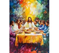 Anmiong Pintar por Numeros Adultos La última cena, DIY Painting by Numbers Kits Religión, Cuadros para Pintar por Numeros Pinturas Acrilicos, Decoración para el Hogar 80x120 cm Sin Marco-#13k