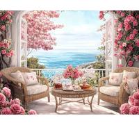 Anmiong Rosa Pintar por Numeros Adultos, DIY Paisaje Pintura por Numeros Kit, Easy Paint by Numbers Adult, con 3 Pinceles y Pigmento Acrílico, Decoración para Hogar Regalo 90x120 cm-#698k