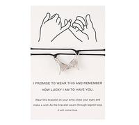 ANMITI 2 pulseras de gestos de gancho de promesa con tarjeta para mujeres y hombres, pulsera ajustable de cuerda encerada, joyería unisex