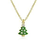 ANMITI Collar de árbol de copo de nieve brillante con diamantes de imitación de cobre, joyería de Navidad para mujer, ideas de vacaciones, collar festivo ligero, talla única, como se describe, como se