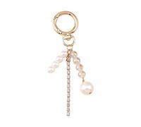 ANMITI Elegante llavero de perlas de conchas marinas para mujer, elegante accesorio de cadena de playa con dije de caballito de mar con estrellas de mar para mujer, llavero elegante con perlas, a