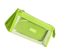 ANMITI Estuche para lápices de alta capacidad, 2 compartimentos, bolsa transparente organizadora portátil, bolsa organizadora de viaje, maquillaje, gran capacidad, Green, Mass Beauty