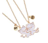 ANMITI Juego de 2 collares con colgante de gatos, cadena de amistad, textura de aleación, collar para parejas, collar para amigos