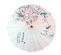 ANMITI Paraguas de tela de seda de peonía china, paraguas de tela de seda, papel al óleo decorativo, bambú pintado nacional, U, Taille unique