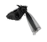 ANMITI Sombrero victoriano de tricornio con velo largo y ribete de encaje para disfraz de guerra revolucionaria, intérpretes de escenario, juego de rol, sombrero de tricornio colonial