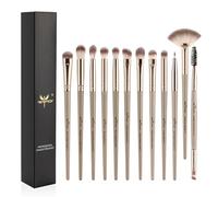 Anmor Juego de 12 brochas de maquillaje profesional para sombra de ojos, para sombra de ojos, cejas, delineador, corrector, pelo sintético suave y mango de alta calidad