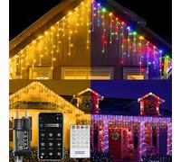 Anmossi Cortina Luces Navidad Exterior,10m 400LED luces Decoración Navideña,Control por APP,Guirnaldas Cambian de Color,Decoración de Interior y Exterior para Fiestas,Jardín,Blanco Cálido y Color