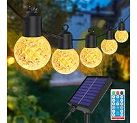 Anmossi G40 Guirnalda Luces Solares,15 Metros Luces Exterior Jardin,IP44 Impermeable Cadena de Luces Exterior con 25 Plástico Inastillable Bombillas,para Jardín,Fiestas(Blanca Cálida 2700K)